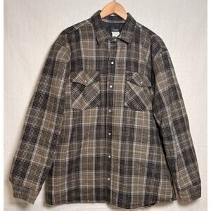 Vintage Codet Mens Quilted Lined Shirt Jacket Plaid Size L Pearl Snap Flannel